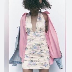 * SOLD * Zara halter floral mini dress